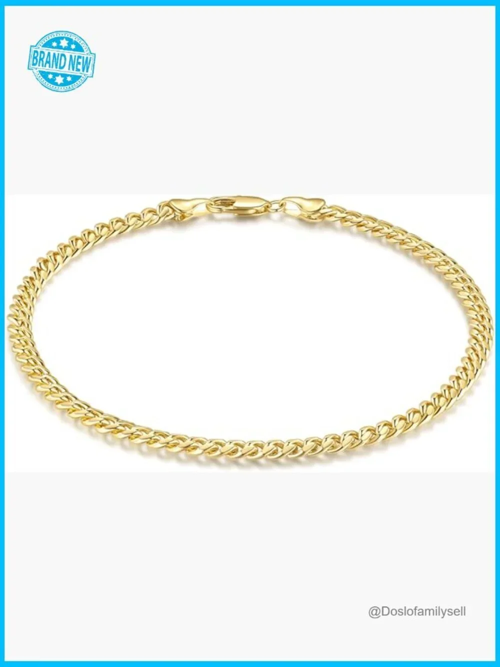 14K Gold Cuban Link Anklet Elegant Minimalist Waterproof Adjustable Sizes